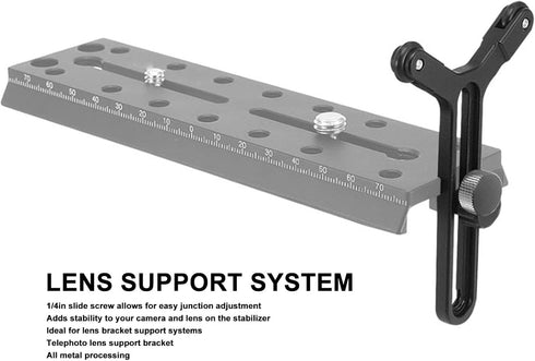 Y Bracket with Double Wheels, Frame Lens Support System with1/4in Slide Screw, for DJI Ronin S SC and Stabilizer Quick Release Plate
