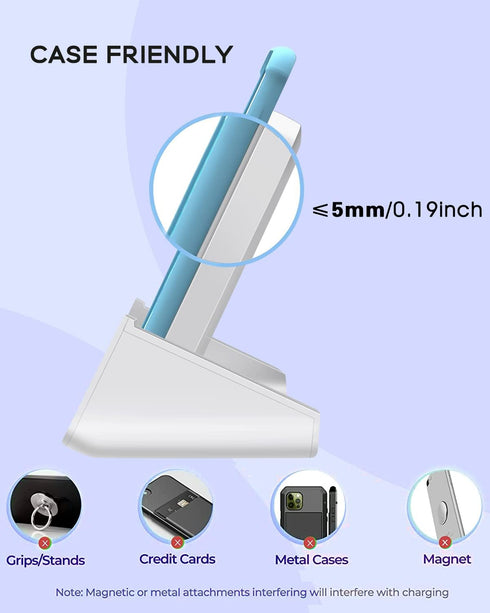 YUWISS Wireless Charger Stand, Cordless 10/7.5/5W Compatible with iPhone 14/13/12/11Pro Max/XR/XS/X/8/8Plus Galaxy