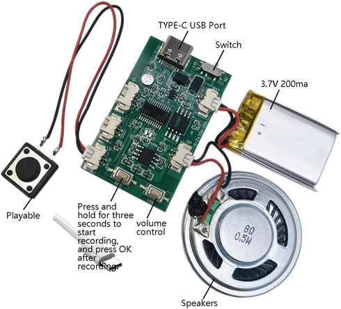 Gikfun 8 EK8484 Sound Recorder Module, DIY Music Voice Recording Module with ohm Speaker for Personalized Greetings