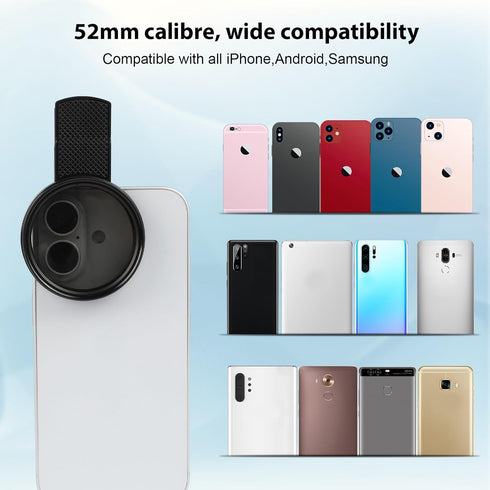 SPHOSWHP 52mm 17/16/15/14/13 Clip-On CPL Phone Camera Lens Filter, Polarizer Circular Filter, Ultra Slim Multi- Coated