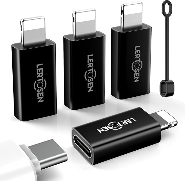 USB C to Lightning Adapter (2 Pack), 27W PD Fast Charging & Data Transfer, for iPhone/iPad/Airpods, Black