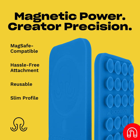 OCTOBUDDY 2.6 3.9, Magnet - Dual Magnetic & Suction Phone Mount - Magnetic-Compatible Silicone Mobile Holder