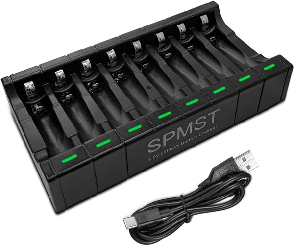 SPMST AA/AAA Battery Charger: A 5V 2A Type-C Fast Charger with 8-Slot LED