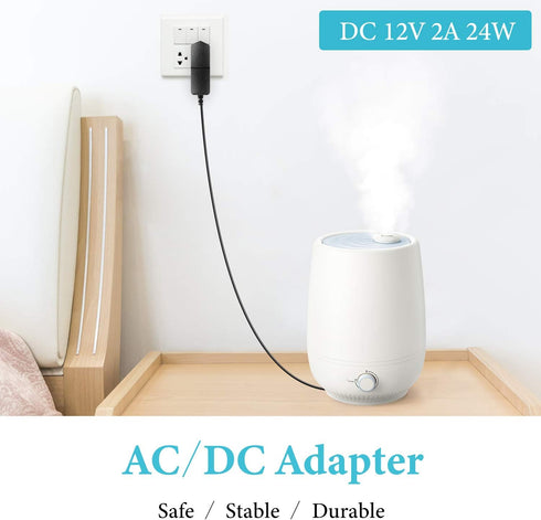 12V 2A Power Supply AC Adapter, Slim Design AC DC Switching Adapter for DC12V Security CCTV Camera