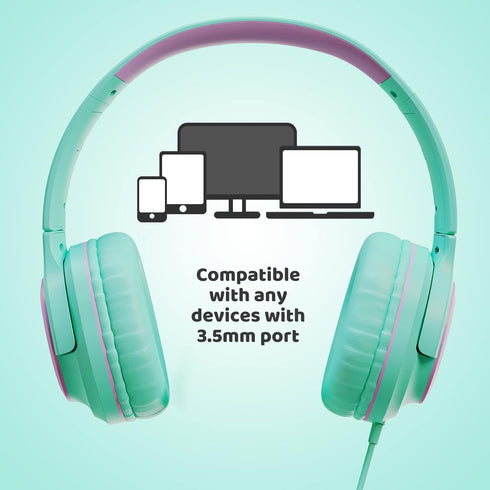 INFURTURE Kids Headphones with Microphone, Volume Limit 94dB, Wired Headphones for School, Travel, Compatible with