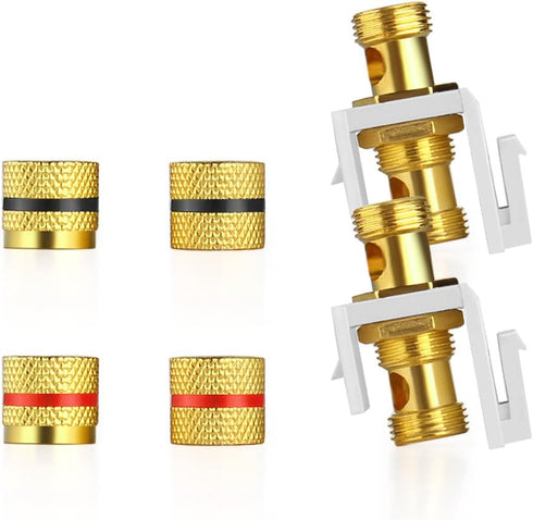 TNP Banana Jack Keystone Insert, Set of 4, Stereo Speaker Banana Connector Binding Post Snap in Adapter Socket