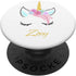 Zoey Name Gift White Personalized Unicorn PopSockets Grip and Stand for Phones and Tablets