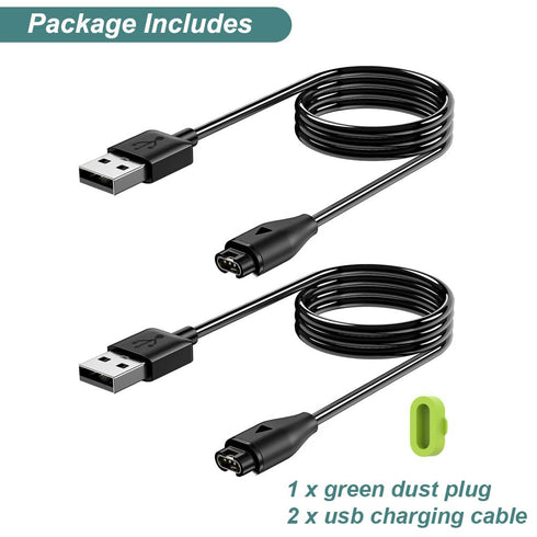 Kissmart Charger for Garmin Venu Sq 2/2/2 Plus/2S/3/3S - Charging Cable Cord with Green Anti Dust Plug (2Pack, 3.3ft)