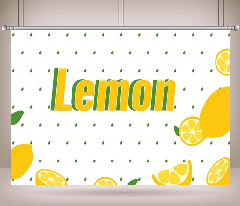 CORFOTO 9x6ft Summer Fabric Lemon Pattern Backdrop Yellow Lemons Green Leaves Citrus Pattern Photography Background