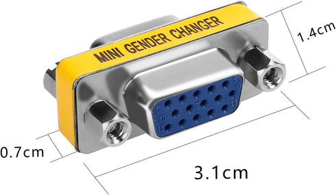 ENUODA VGA Coupler 2 Pack VGA SVGA Connector 15 Pin Female to Female Mini Gender Changer Adapter