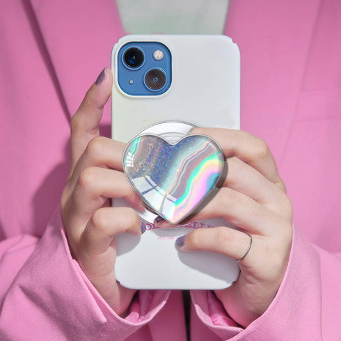 FEZXUNC Compatible with Magsafe Clear Heart Shape Blue Purple Marble Collapsible Mobile Phone Grip Magnetic Stand
