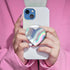 FEZXUNC Compatible with Magsafe Clear Heart Shape Blue Purple Marble Collapsible Mobile Phone Grip Magnetic Stand