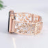 Floral Band Compatible with Apple Watch Jewelry Band 38mm 40mm 41mm 42mm, Bling Crystal Bracelet Strap for Women (Rose