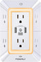 Multi Plug Outlet Surge Protector, POWRUI 6 Outlet Extender with 3 USB Ports and Night Light