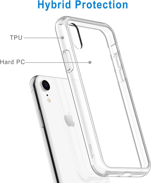 JETech iPhone XR Case, Non-Yellowing Shockproof Phone Bumper Cover, Anti-Scratch Clear Back