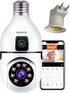 BISHKJOK 6MP Dual-Lens Light Bulb Security Camera, TUYA Indoor 360 Pan/Tilt WiFi Cam