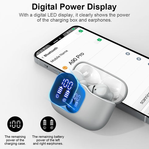 Wireless Earbuds Bluetooth 5.3 Headphones with Noise Cancelling Mic, IP7 Waterproof, 36H Playtime, Grey