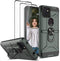T-Mobile Revvl 5G Case with 2 Tempered Glass Screen Protector, Full Body Hybrid Hard Case with Kickstand, Midnight Green