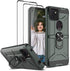 T-Mobile Revvl 5G Case with 2 Tempered Glass Screen Protector, Full Body Hybrid Hard Case with Kickstand, Midnight Green