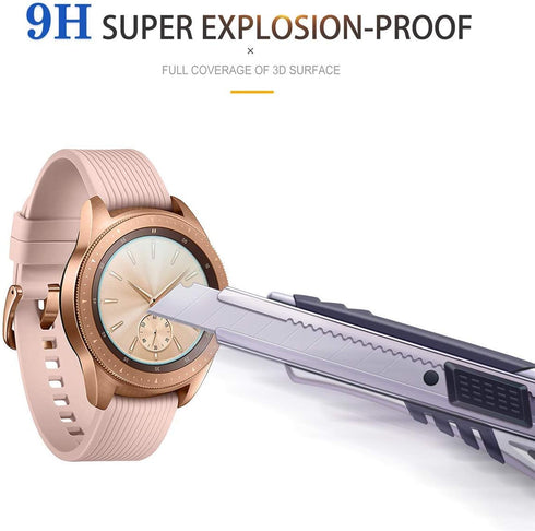 4-Pack Tempered Glass Screen Protector for Samsung Galaxy Watch 4 Classic 42mm, Galaxy Watch 42mm, & Galaxy Watch 3