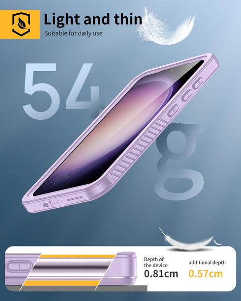 Lanhiem for Samsung Galaxy S23 Case - IP68 Waterproof Dustproof Shockproof with Built-in Screen Protector, Purple/Clear