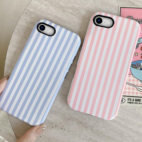 GLBYDLO /8/7 2-Layer Compatible with iPhone SE Cute Phone Case,Striped Aesthetic Pattern Design,Scratch Resistant