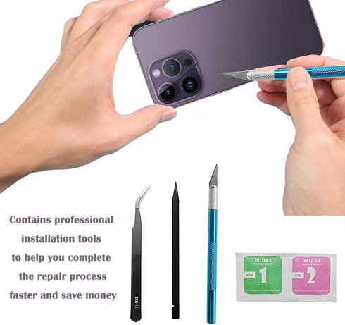 3pcs/Set Rear Back Camera Glass Lens Replacement for iPhone 14 Pro, Camera Glass Lens Covers with Adhesive Preinstalled