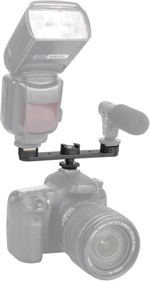 ChromLives Cold Shoe Mount, Triple Shoe Mount Extension Bar Hot Shoe Adapter Camera Bracket with 1/4 Screw for