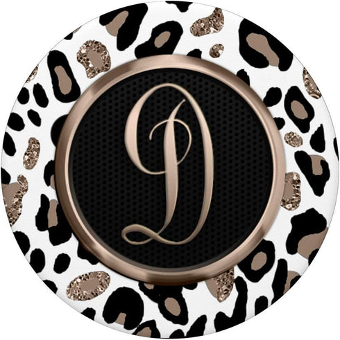 White Leopard Print Cheetah Monogram Initial Letter D PopSockets Swappable PopGrip