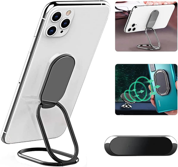Phone Ring Holder Finger Kickstand, Foldable 360° Rotation Cellphone Grip, Compatible with iPhone, iPad, Smartphones