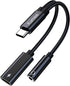 Xumee USB Type C to 3.5mm Headphone and Charger Adapter, 2-in-1 USB C to Aux Audio Jack Hi-Res DAC and Fast Charging
