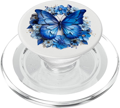 Cute Blue Butterfly Aesthetic Nature Butterflies Blue Butterflies with Flowers Floral Butterfly PopSockets PopGrip for MagSafe