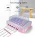 USB Charging Station Dock, 5 Port with 7 Short Mixed Cables, Designed for iPhone, iPad, Cell Phones, Light Pink