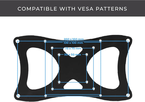 HumanCentric VESA Mount Adapter Plate for 200 x 100 mm VESA Patterns, Conversion Kit for 75 x 75 and 100 x 100 mm