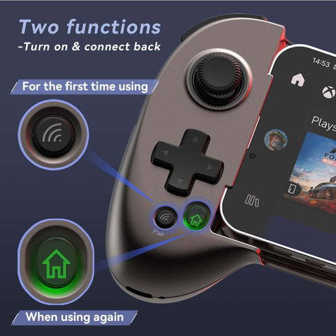 ShanWan Mobile Game Controller for iPhone, Bluetooth Wireless Gamepad with Phone Case Support, Long Battery Life