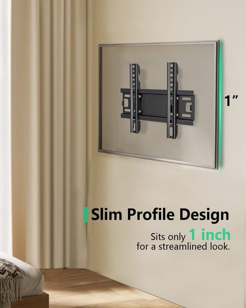 Fixed TV Wall Mount for 14-43 Inches Flat Screen TVs, Low Profile TV Mount Bracket Hold Up 55lbs, Wall Mount TV Bracket Flush Mount Space Saving, Max VESA 200x200mm