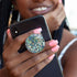 Expandible Collapsible Clear Crystal Glitter Mobile Phone Grip Stand Holder for Smartphones & Tablets (Blue Gold