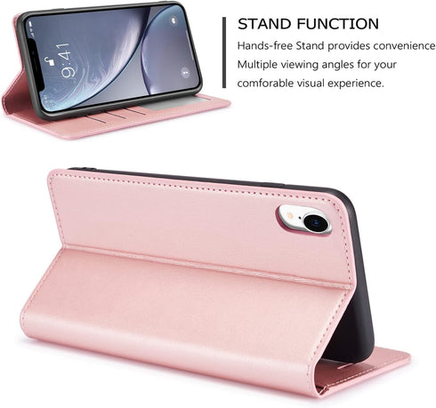 QLTYPRI Premium PU Leather Case for iPhone XR (6.1 inch) with Card Holder, Kickstand, Shockproof Flip Folio Wallet -