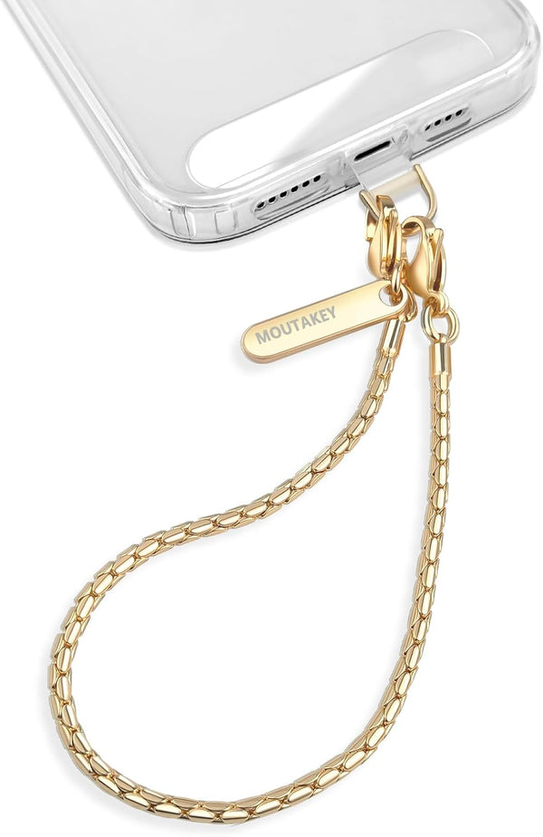 MOUTAKEY Phone Wrist Strap Metal Phone Chain Wristlet Strap Detachable iPhone Lanyard