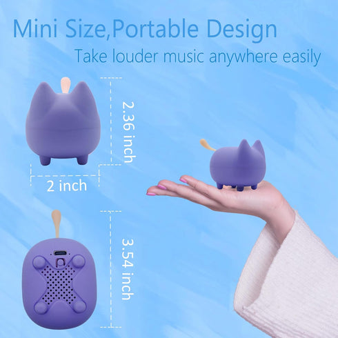 Portable Bluetooth Speakers, Mini Wireless Speakers with Clarity Stereo, Super Bass, 40H Playtime, Cute Pet Speaker in