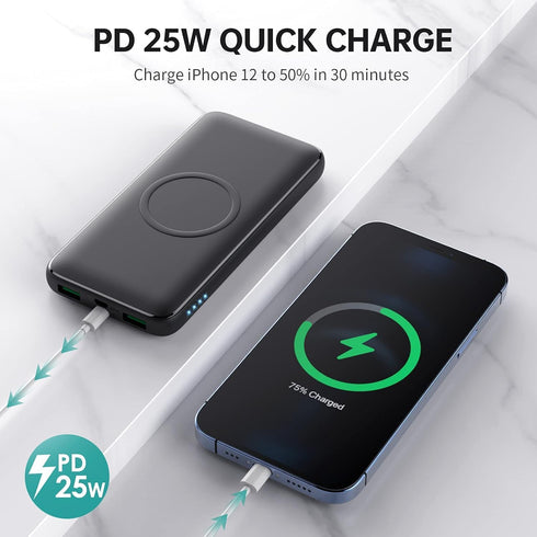 HETP 13800mAh 15W 25W 4.0 5 Pack 16/15/14/13/12,Android Wireless Portable Charger Power Bank, Fast Wireless Charging PD