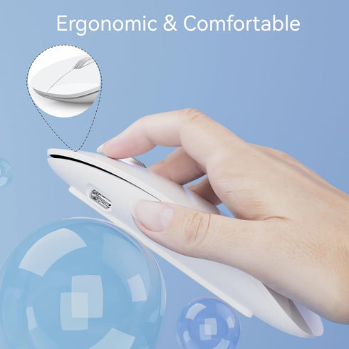 Uiosmuph G11 Wireless Mouse, USB C Rechargeable Slim Silent Computer Mouse with USB Nano Receiver for Laptop/Mac/PC