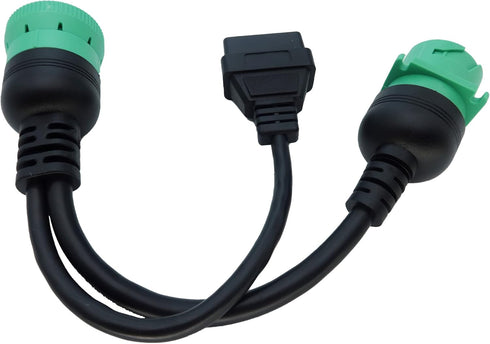 J1939 ELD Splitter Y Cable, Green Type-2 J1939 Male to Female to OBD II Splitter Cable for Freightliner ELD