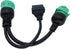 J1939 ELD Splitter Y Cable, Green Type-2 J1939 Male to Female to OBD II Splitter Cable for Freightliner ELD