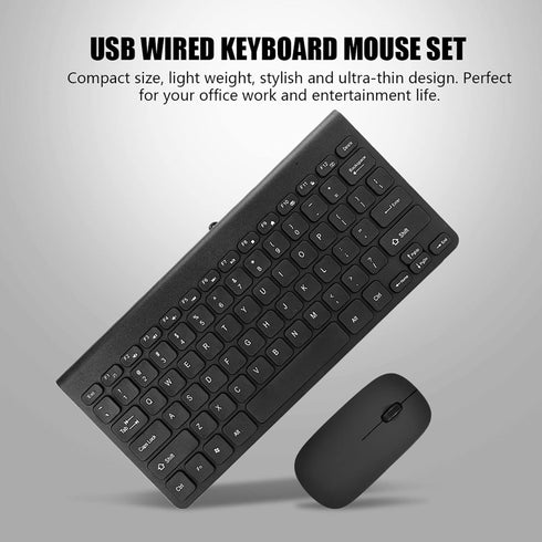 Wired Keyboard and Mouse, Ultra-Thin USB Keyboard Optical Mouse Combo Set with Number Pad for Laptop, PC, Desktop