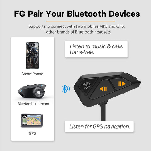 FreedConn FG Motorcycle Bluetooth Headset, 2-6 Riders Motorbike Communication System, IP65 Waterproof, Universal Pairing