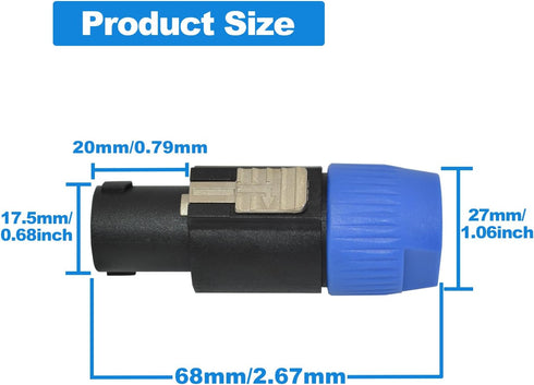 speakon Connector, Audio Speaker Plug Twist Lock 4 Pole Speaker Plug, nl4 Connector Compatible with NL4MPR, NL4FC,