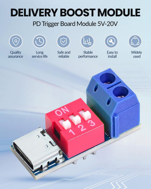 Seloky 5-20V (20PCS) USB-C PD Trigger Board Module PD/QC Decoy Board Fast Charge USB Type-C to High Speed Charger Power