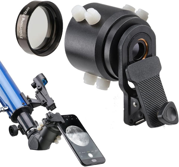 Smartphone Telescope Adapter with Polarizing Filter - Photo Adapter for Photography and Video Recording - Compatible