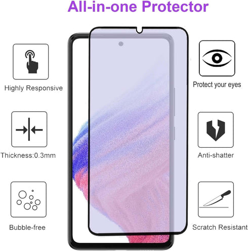 3 Pack Anti Blue Light Tempered Glass Screen Protector Compatible with Samsung Galaxy A53/A52/A51, 9H Hardness HD Film